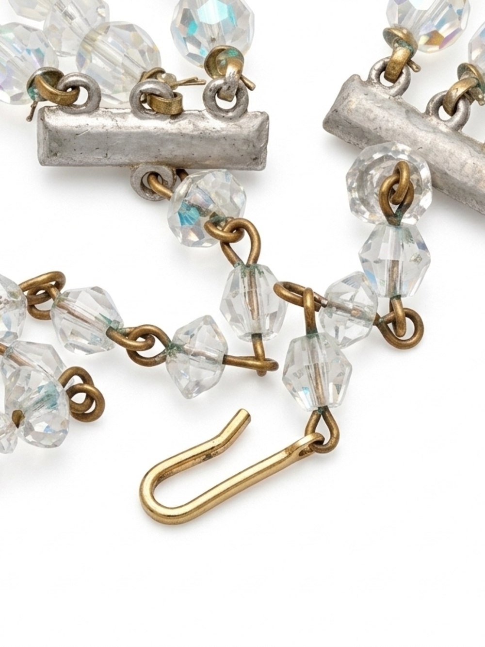 Stunning vintage multi-strand Aurora Borealis (AB) crystal necklace from the 50s - Picture 6 of 6
